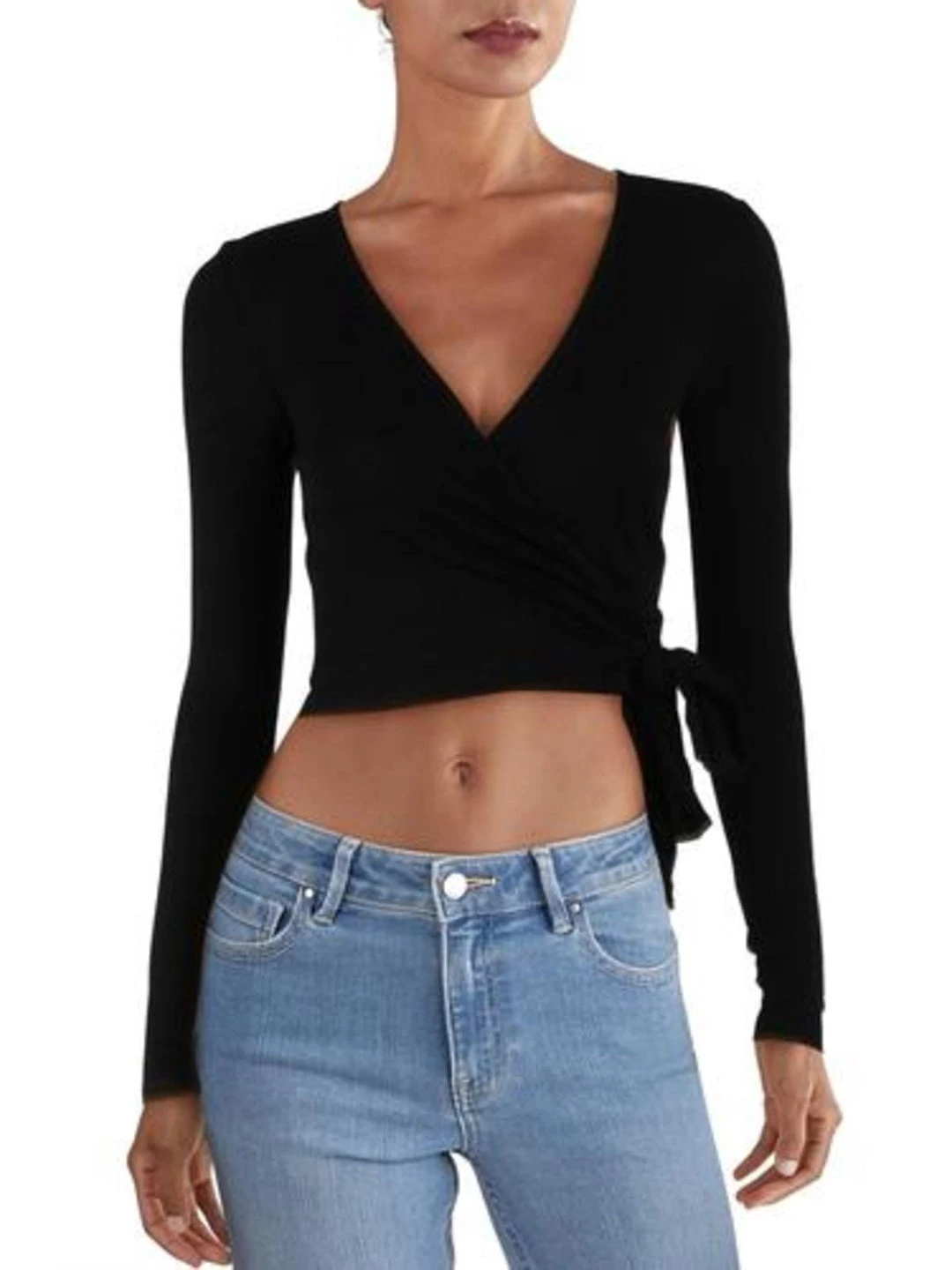 Flash Sale โ Ava + Esme ๐ฉ Womens Faux Wrap Ribbed Crop Top ๐ฏ 1 Flash Sale โ Ava + Esme ๐ฉ Womens Faux Wrap Ribbed Crop Top ๐ฏ