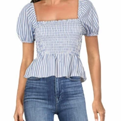 Best deal 👍 Ava + Esme 👩 Womens Smocked Short Crop Top 🛒