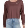 Cheap 🎁 Ava + Esme 👩 Womens Heathered Crop Sweatshirt 😍