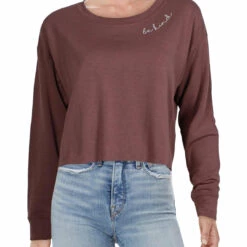 Cheap 🎁 Ava + Esme 👩 Womens Heathered Crop Sweatshirt 😍