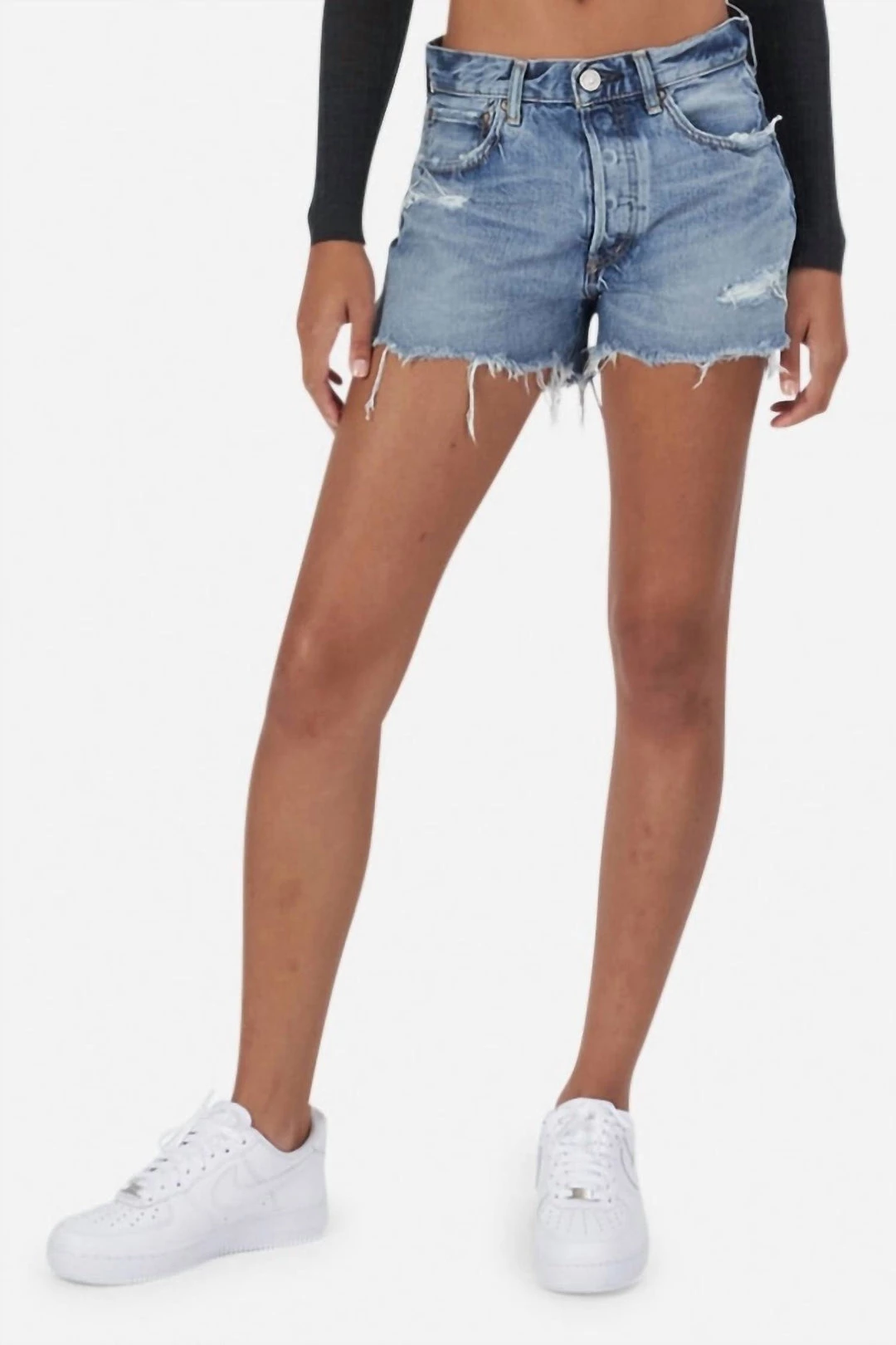 Buy 👍 Moussy Distressed Packard Shorts in Blue - 👩 women ❤️ 1 Buy 👍 Moussy Distressed Packard Shorts in Blue - 👩 women ❤️