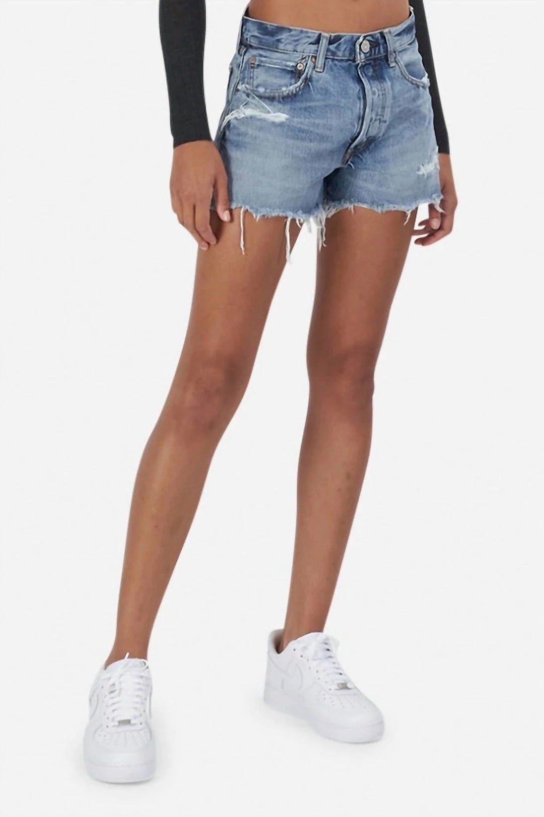 Buy 👍 Moussy Distressed Packard Shorts in Blue - 👩 women ❤️ 3 Buy 👍 Moussy Distressed Packard Shorts in Blue - 👩 women ❤️ - Image 3